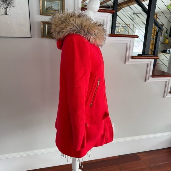 J. CREW Red Chateau Parka Coat Sz 10 Stadium Cloth Nello Gori - Picture 5 of 7